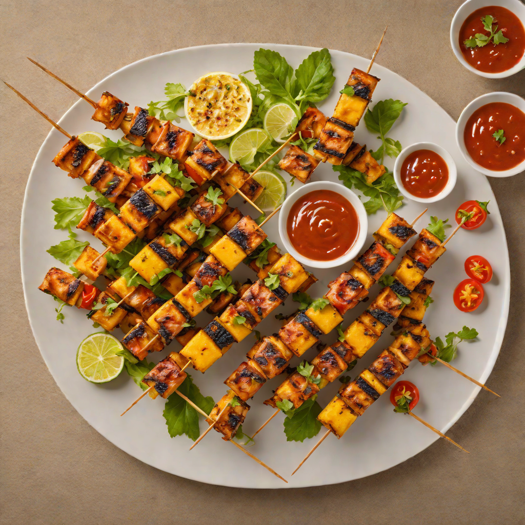 Grilled Plantain and Smoked Fish Skewers with Spicy Pepper Sauce