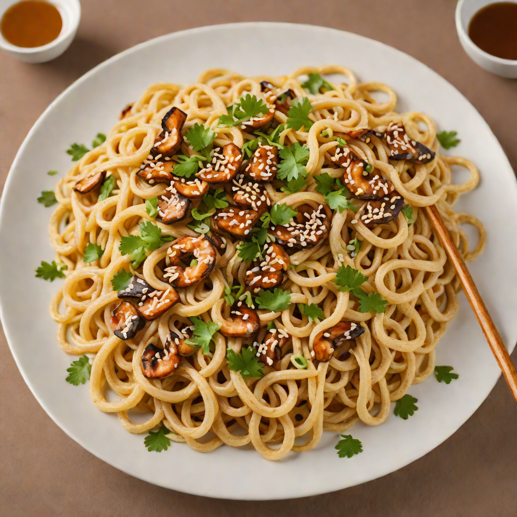 Stir-Fried Udon Noodles with Ginger and Shiitake