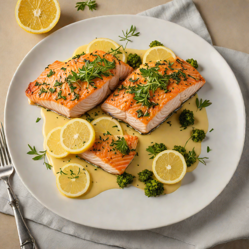 Pan-Seared Regional Herb-Crusted Salmon with Lemon Butter Sauce