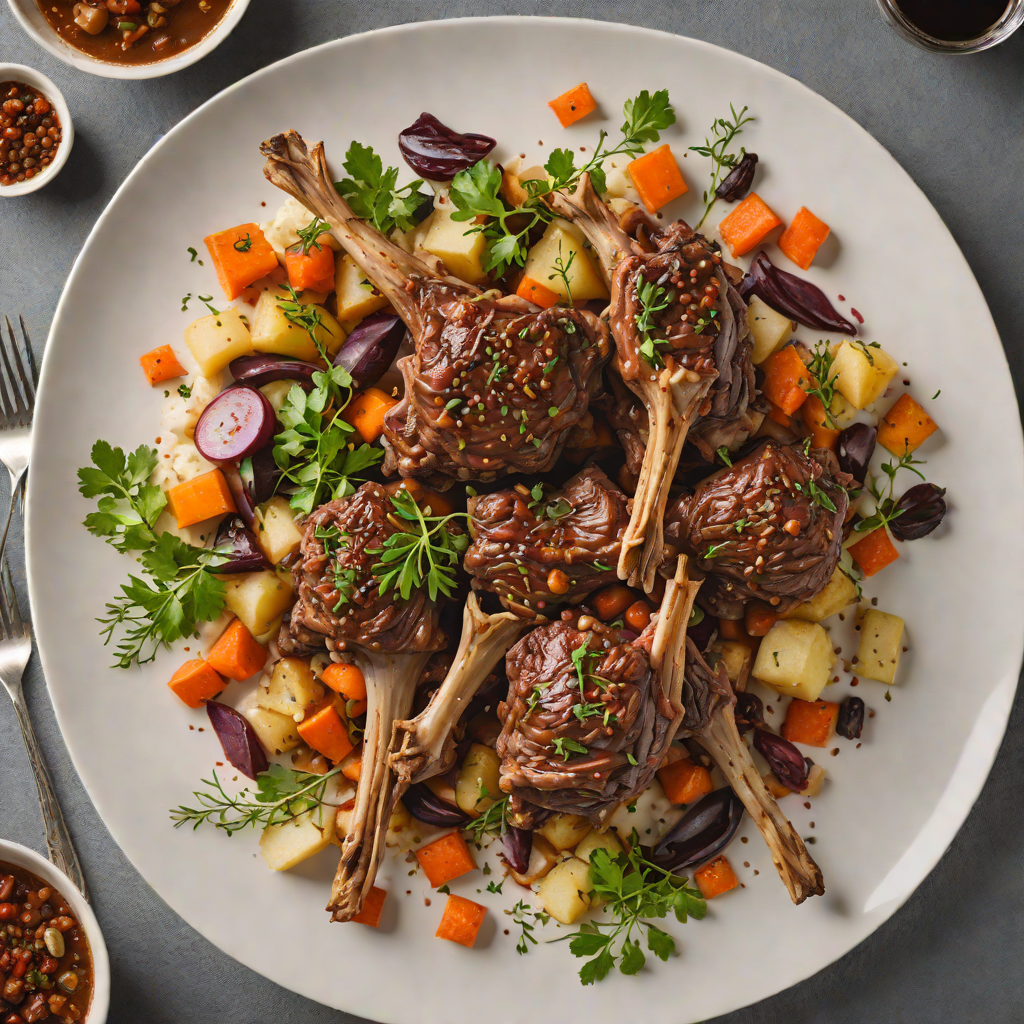 Tasmanian Pepperberry Braised Lamb Shanks with Root Vegetables