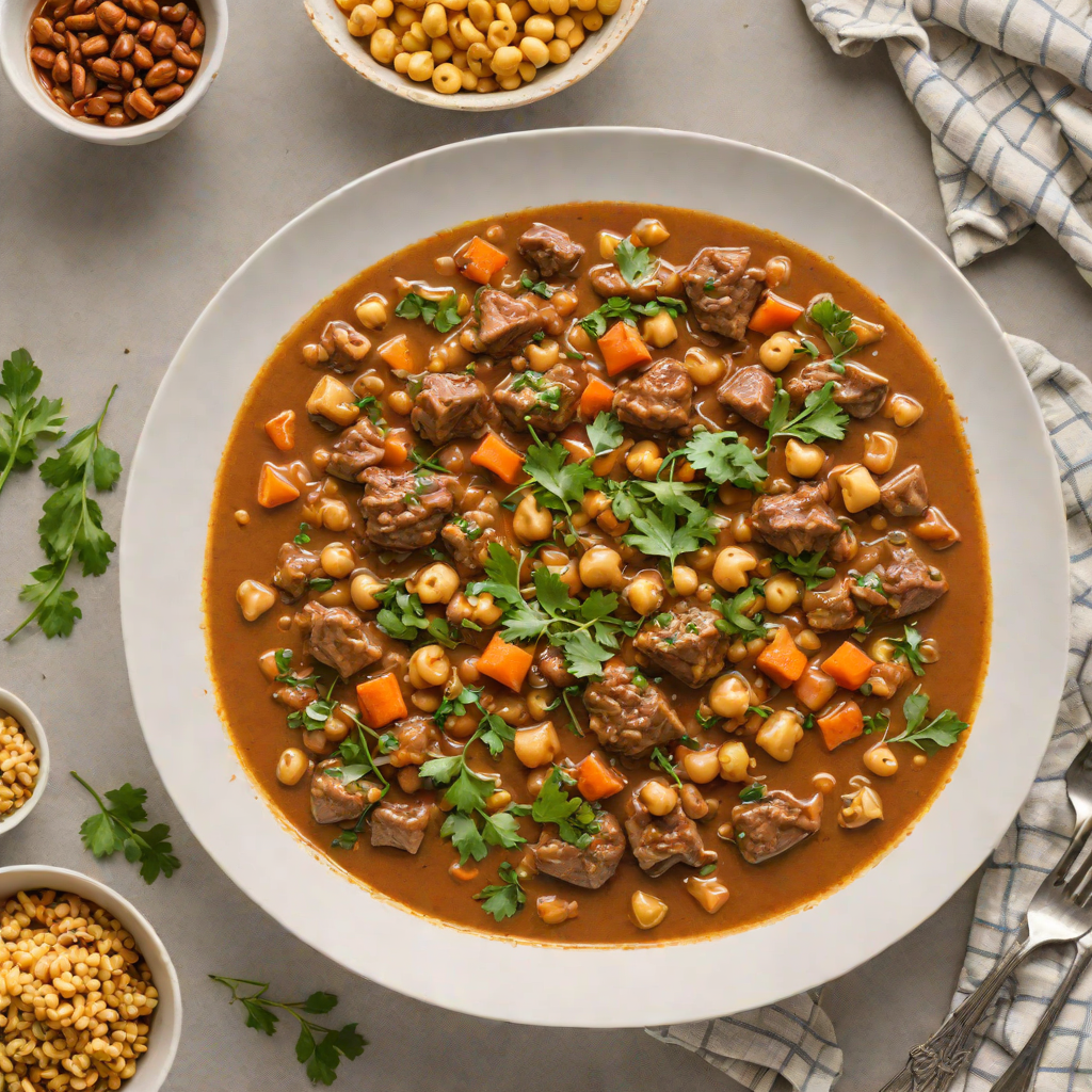 Slow-Simmered Lamb and Chickpea Stew with Cinnamon