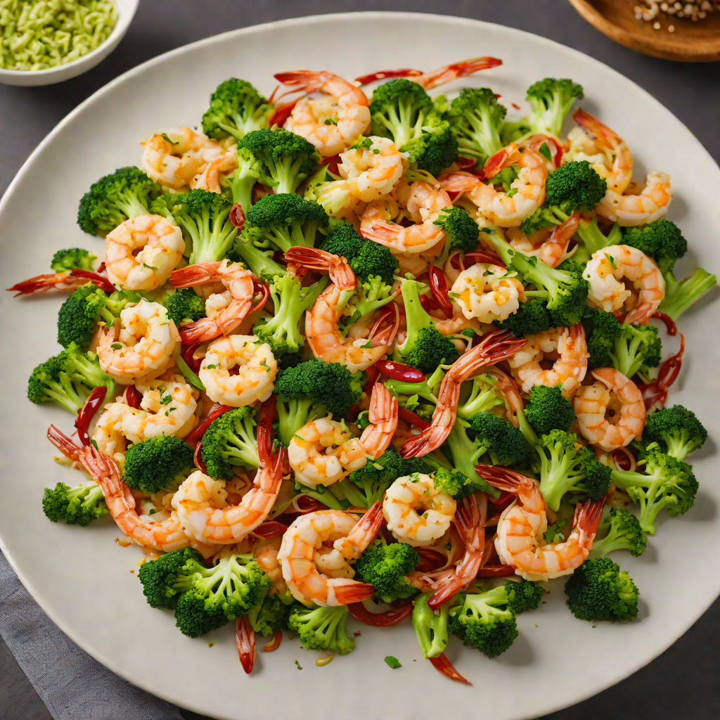 Stir-Fried Garlic Shrimp with Broccoli and Chili Flakes