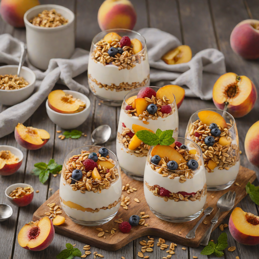No-Bake Peach Yogurt Parfait with Honey and Granola