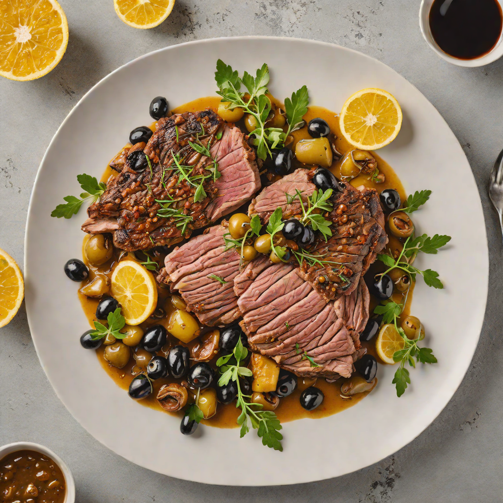 Slow-Roasted Mediterranean Lamb Shoulder with Preserved Lemon and Olives