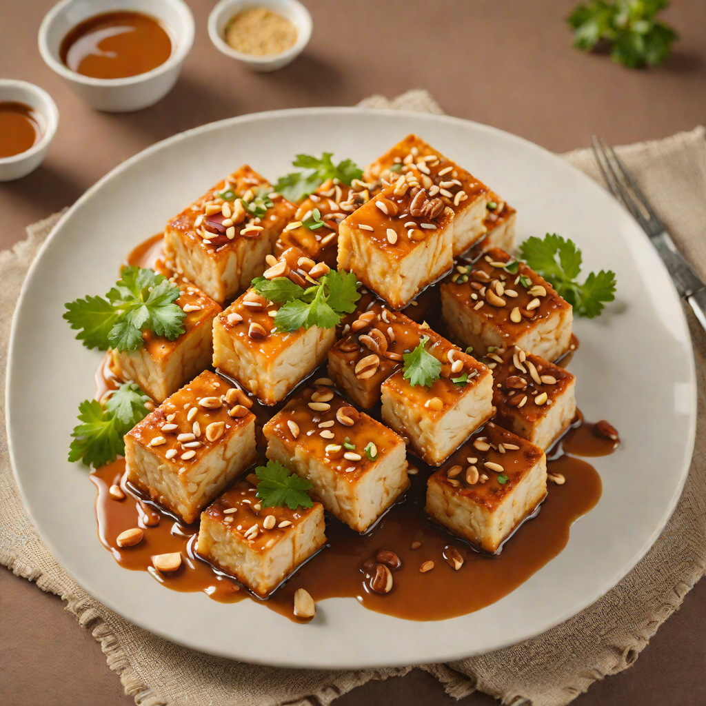 Crispy Pan-Fried Tofu with Spicy Peanut Sauce