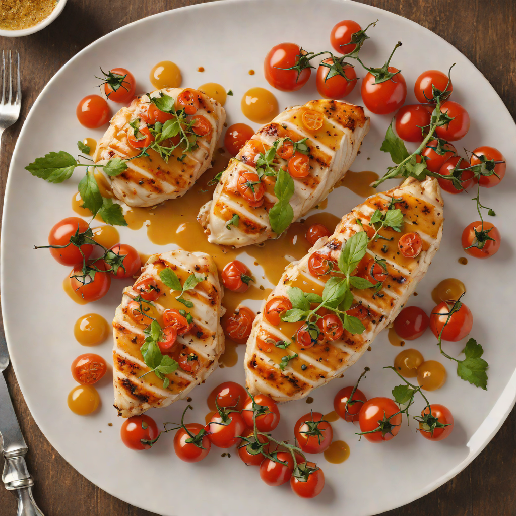 Pan-Seared Chicken with Honey Mustard Glaze and Roasted Cherry Tomatoes