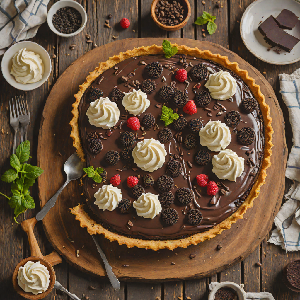 No-Bake Oreo Ganache Tart with Whipped Cream Mound