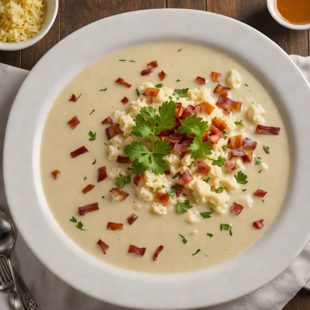 Stovetop Creamed Cauliflower and Bacon Soup