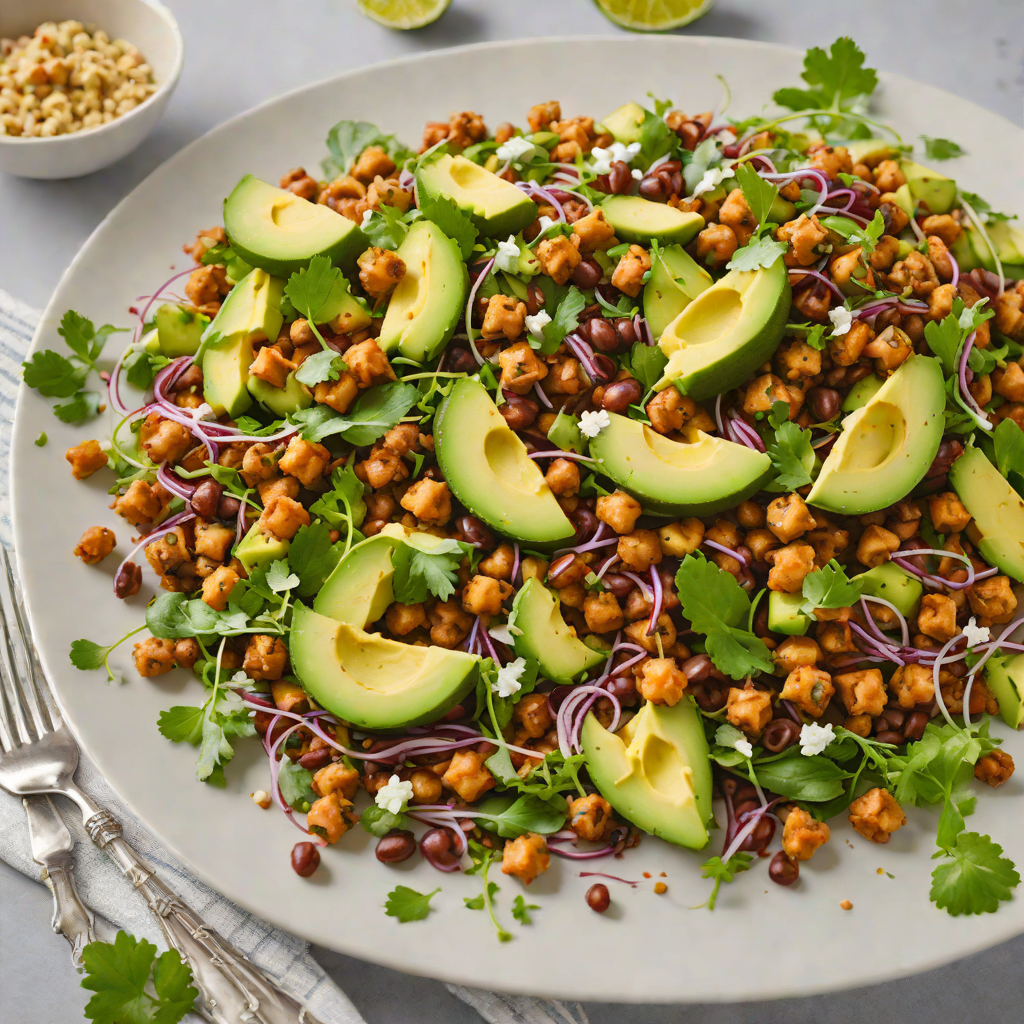 Teff Flatbread Salad with Spiced Chickpeas and Avocado