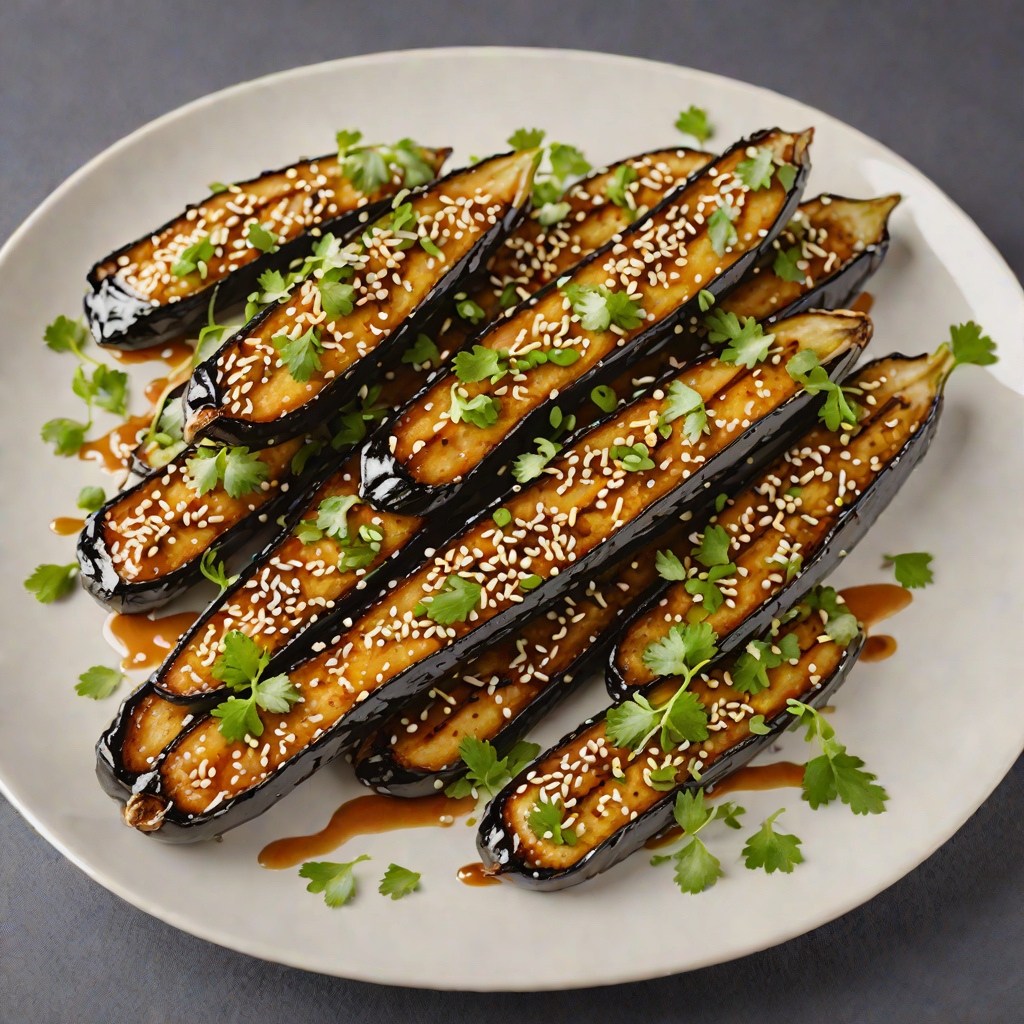 Pan-Fried Miso Glazed Eggplant with Scallions and Sesame