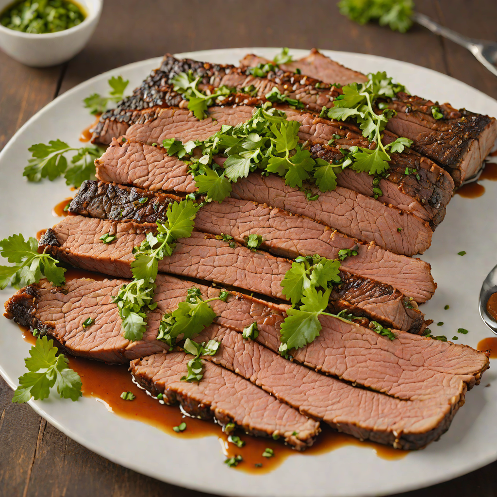 Slow-Smoked Texas-Style Beef Brisket with Latin-Inspired Chimichurri