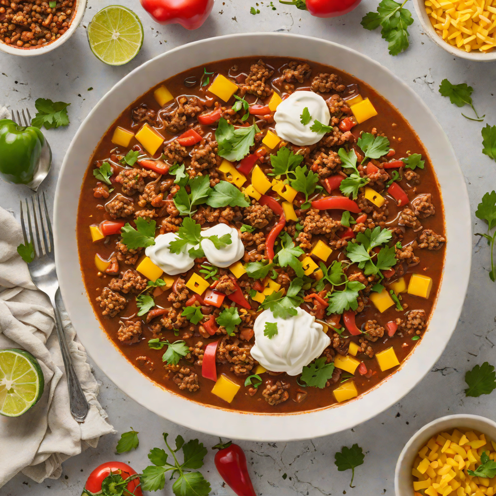 One-Pot Spicy Keto Chili with Ground Beef and Bell Peppers
