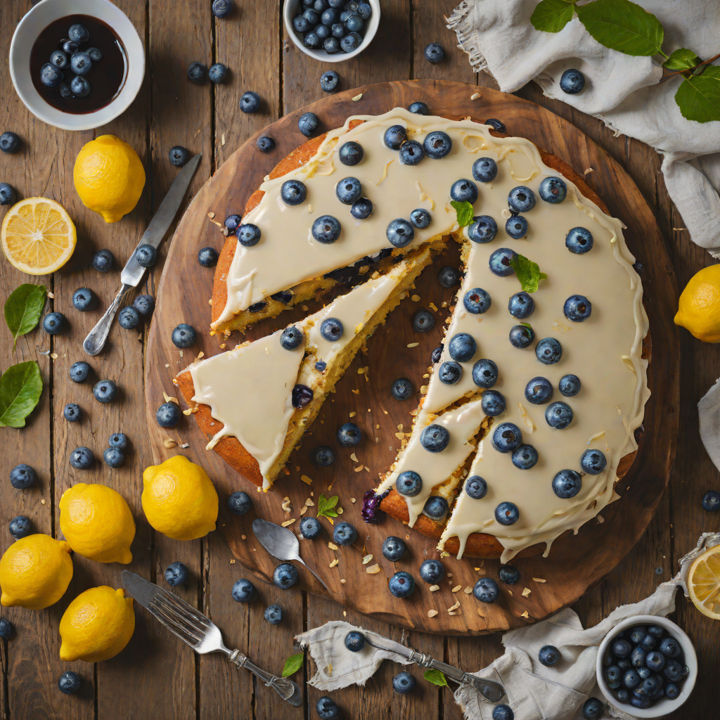 One-Bowl Lemon Blueberry Cake with Glaze