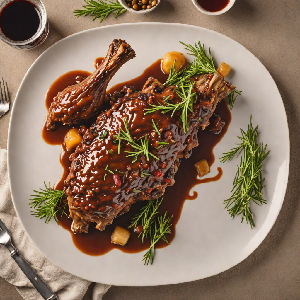Slow-Braised Lamb Shank with Rosemary and Red Wine