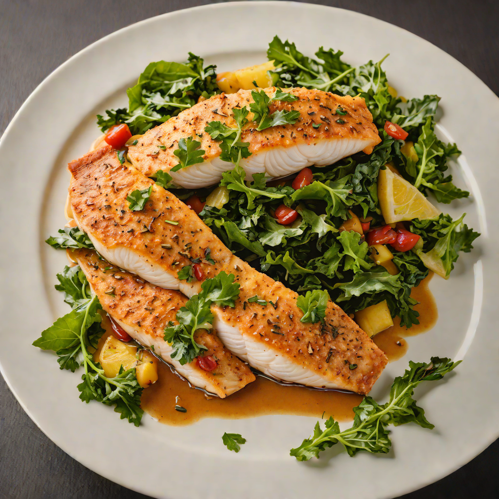 Pan-Seared Catfish with Cajun Spice and Collard Greens