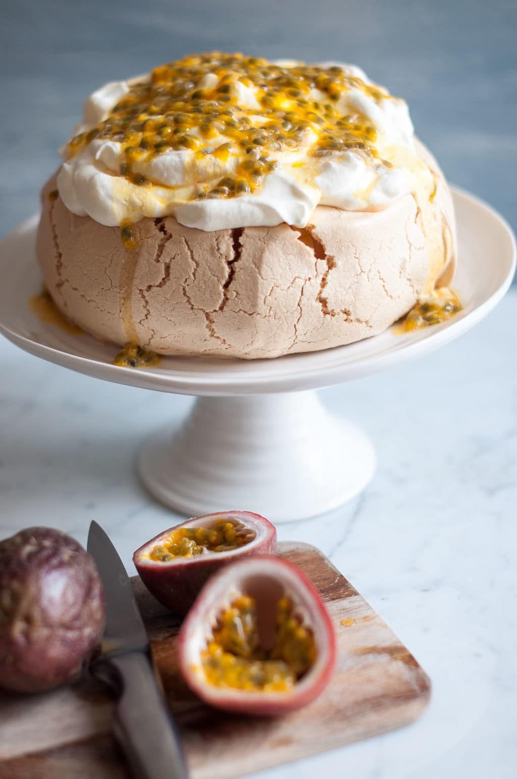 Macadamia and Davidson's Plum Pavlova with Passionfruit Cream