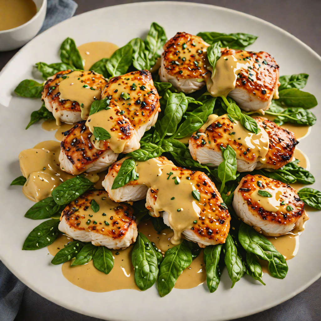 Pan-Seared Chicken Thighs with Honey-Mustard Glaze and Spinach