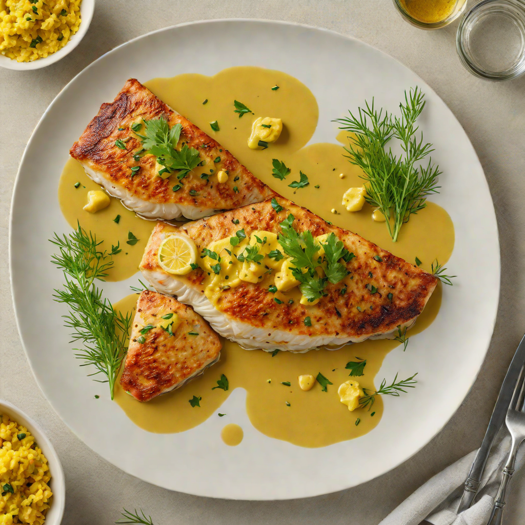 Pan-Seared Catfish with Turmeric and Dill Sauce