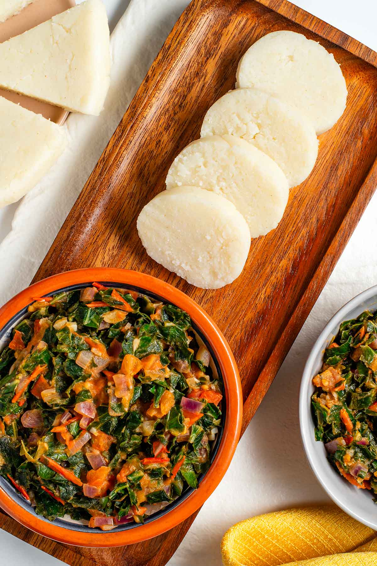 Cornmeal Ugali with Sautéed Spinach and Tomato Relish