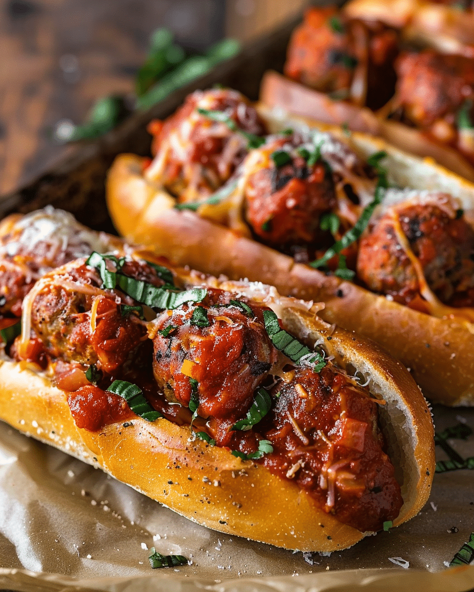 Italian-American Meatball Subs with Marinara and Provolone