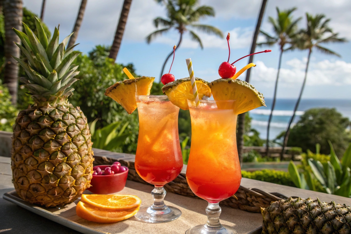 Layered Tiki Punch with Triple Rum Blend
