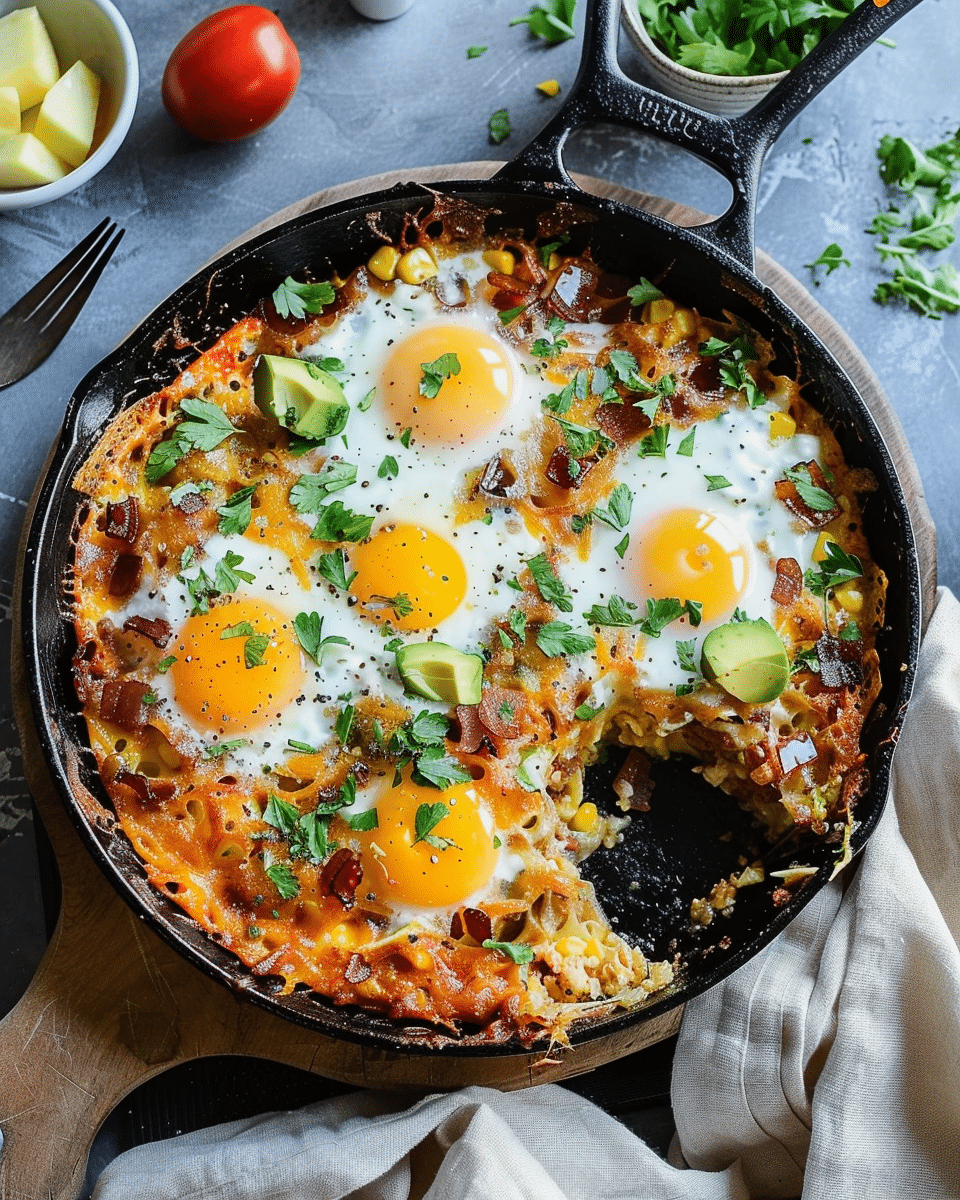 Lamb and Egg Breakfast Skillet with Fresh Herbs