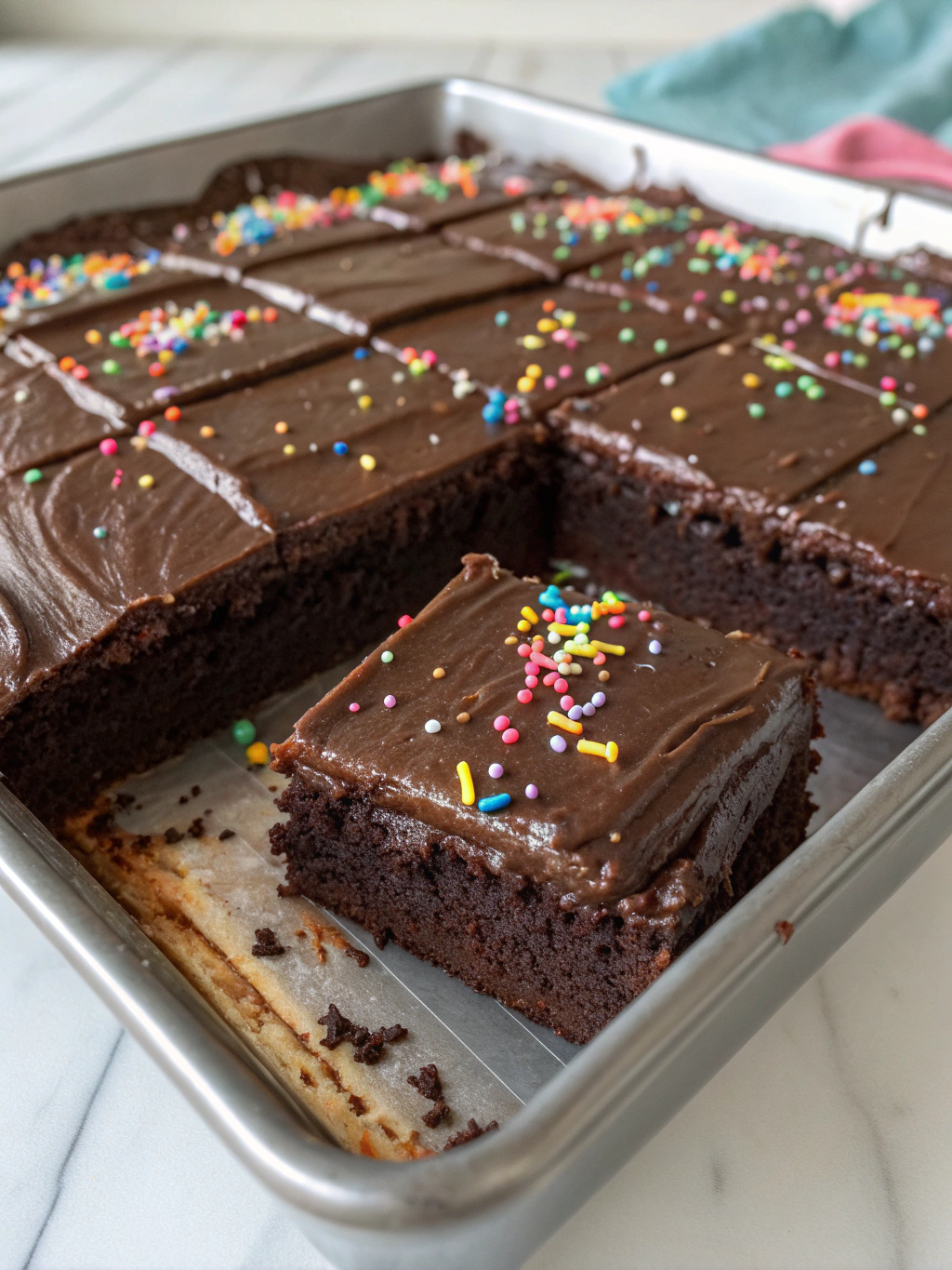Chocolate Layered Potluck Sheet Cake