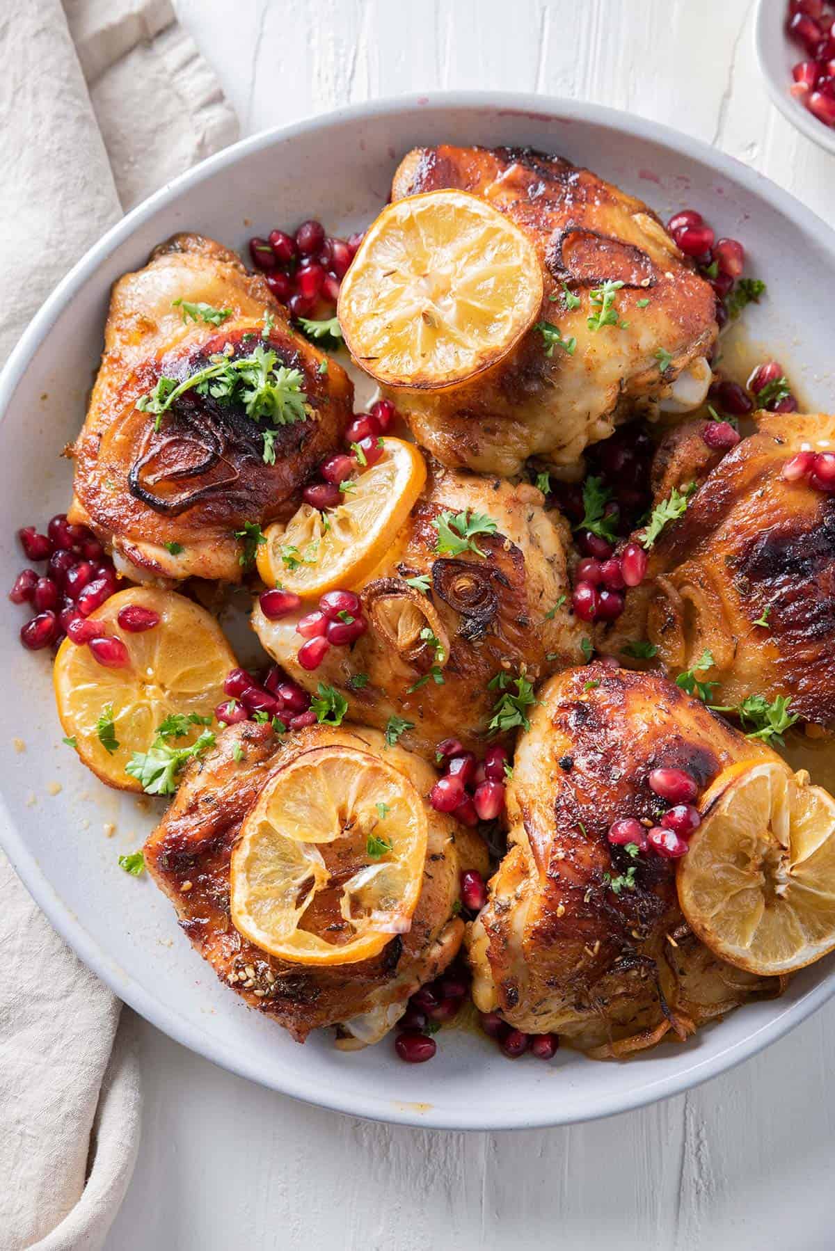 Roasted Ras El Hanout Chicken with Pomegranate Glaze