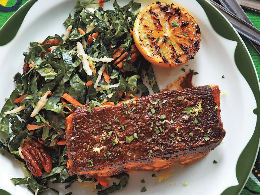 Turmeric-Spiced Salmon with Lemon-Dill Kale