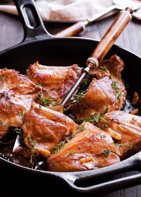 Pan-Seared Rabbit with Garlic and Thyme Butter