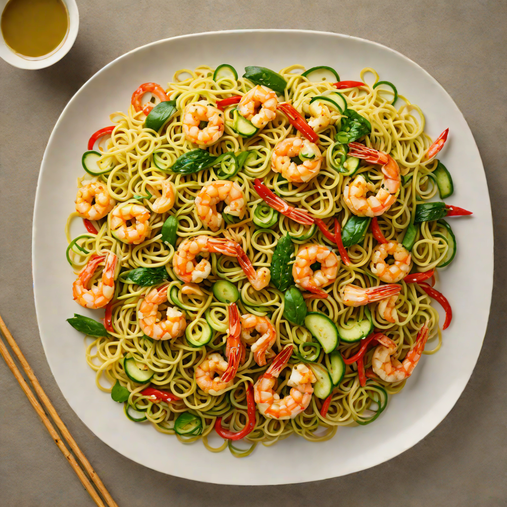 Zucchini Noodle Stir-Fry with Ginger Shrimp