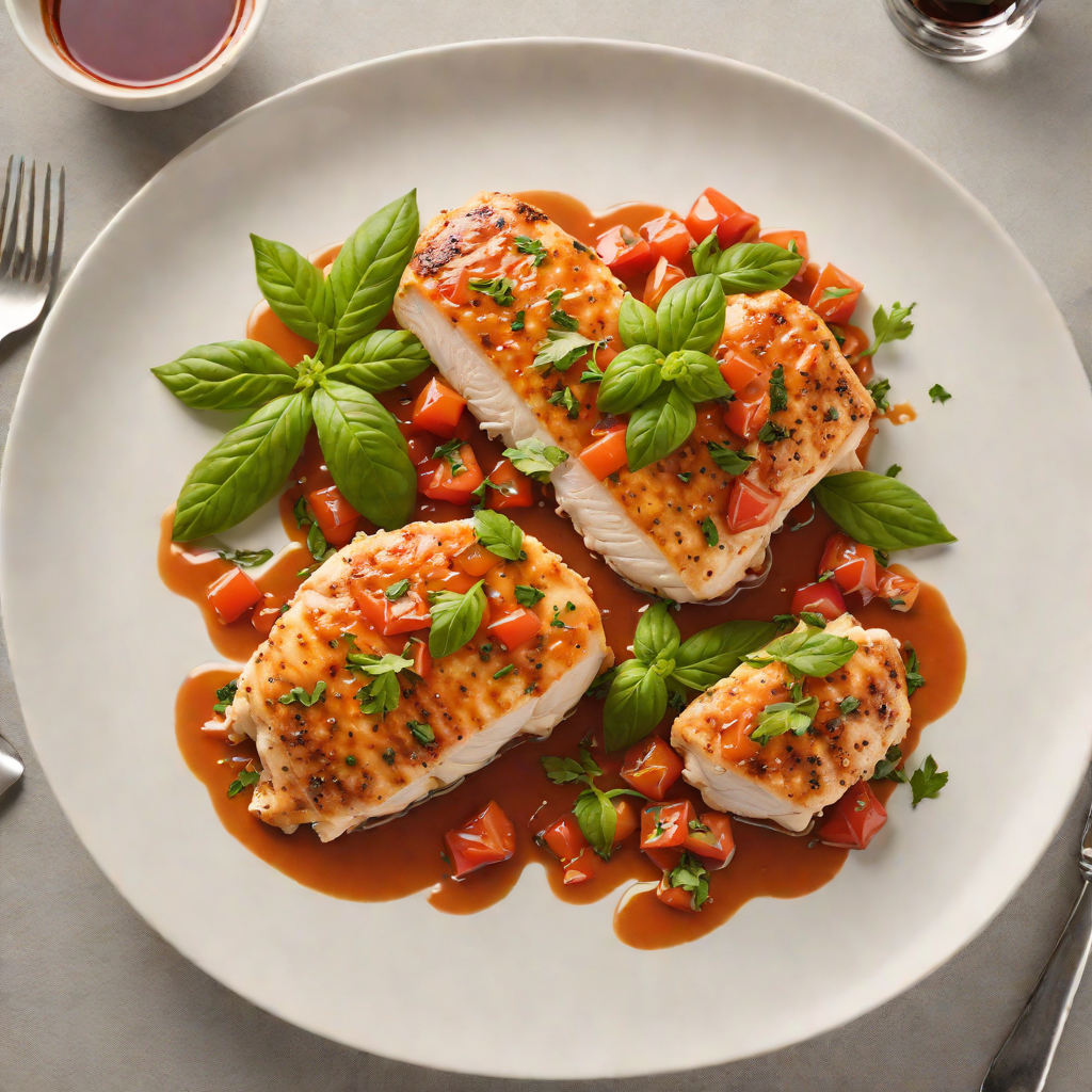 Pan-Seared Chicken with Tomato and Basil Reduction