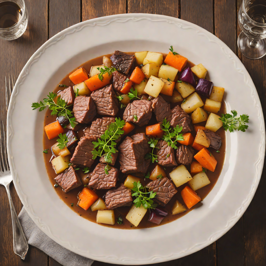 Roasted Moose Meat Stew with Root Vegetables