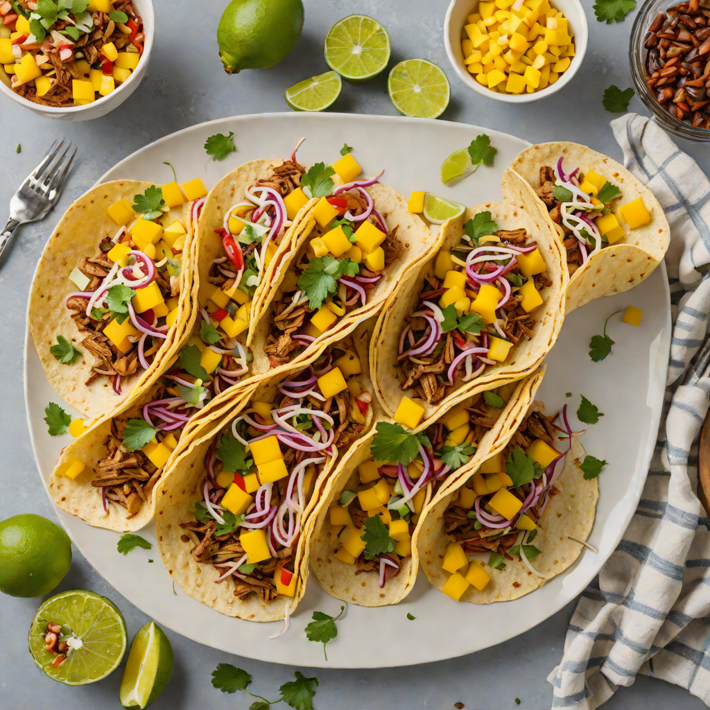 Grilled Pineapple and Jerk-Spiced Pulled Pork Tacos with Mango Salsa