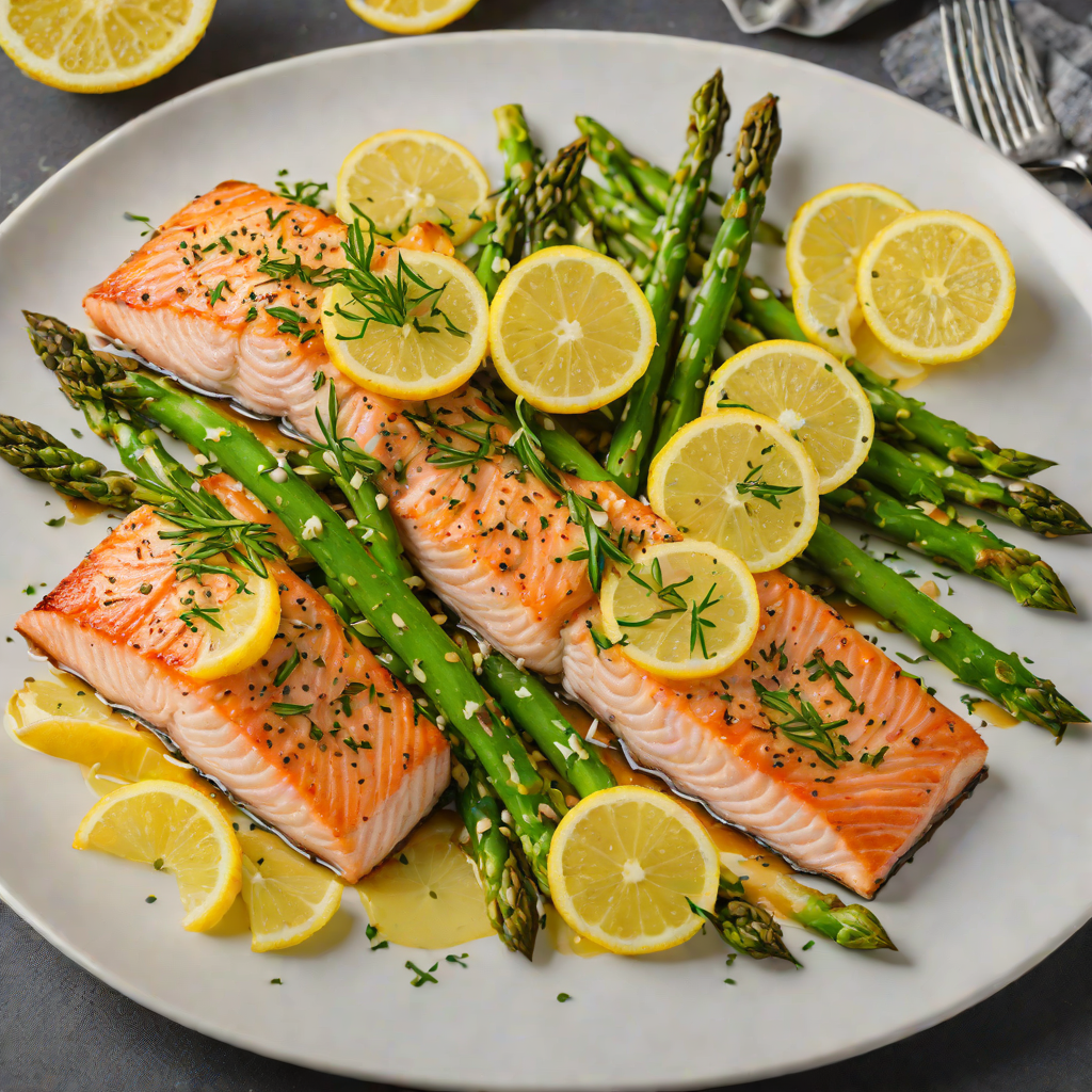 Oven-Roasted Salmon with Garlic Lemon Asparagus