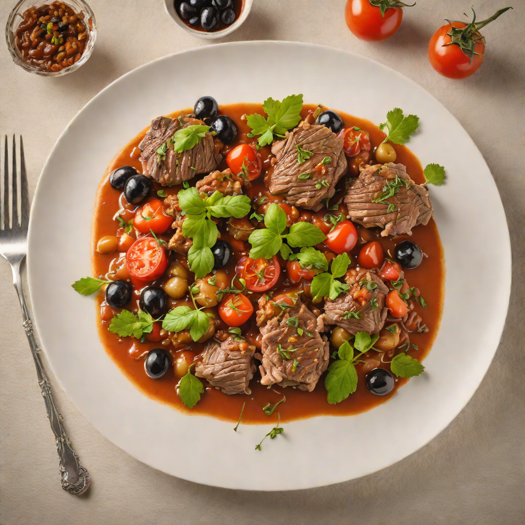 Slow-Cooked Lamb with Tomato and Olive Sauce