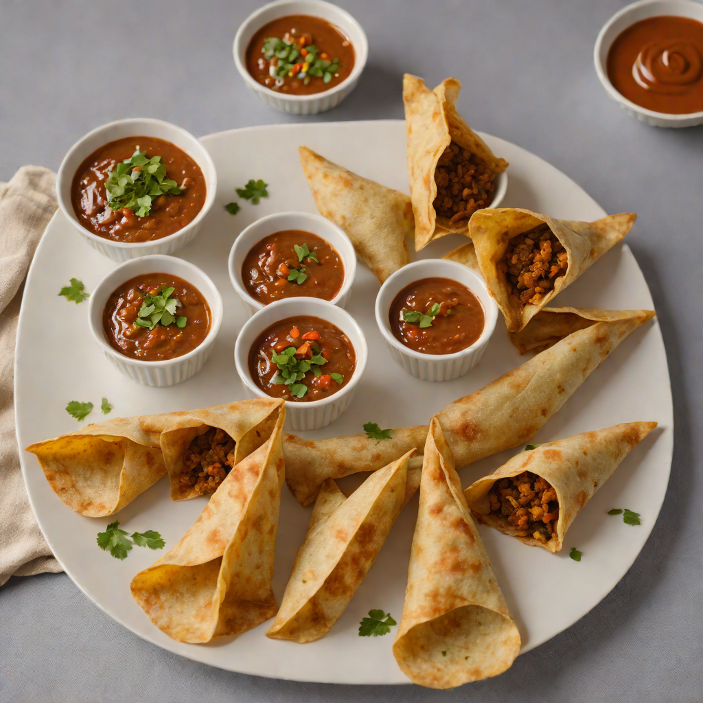 Injera-Wrapped Lentil Sambusas with Berbere Dipping Sauce