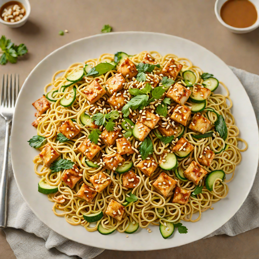 Zucchini Noodle Stir-Fry with Tofu and Peanut Sauce