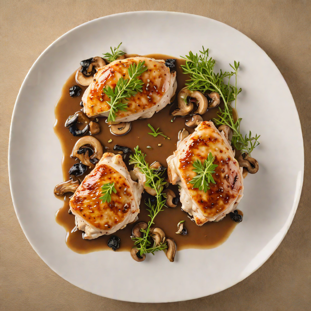 Pan-Seared Chicken with Hidden Mushroom and Thyme Jus