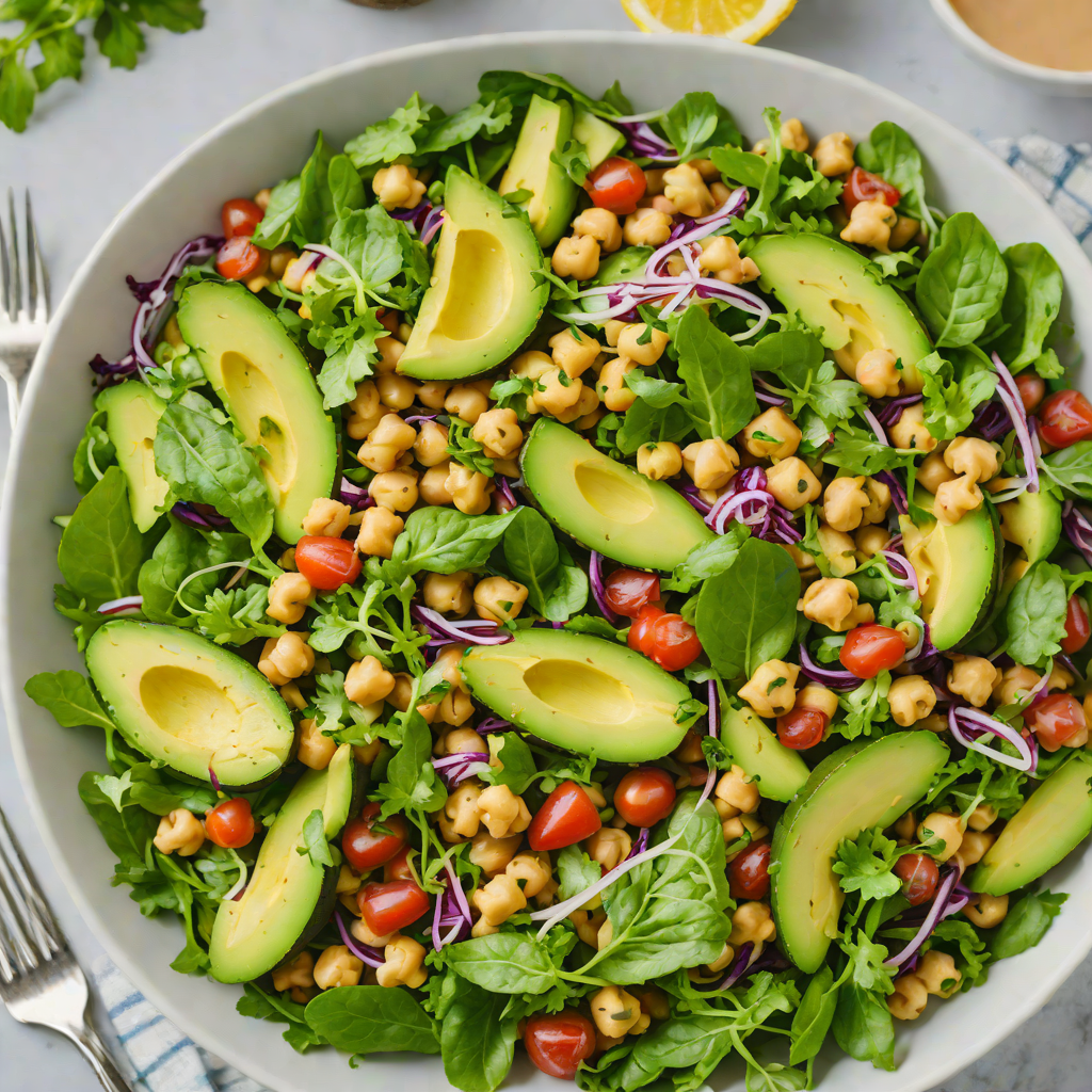 No-Cook Avocado and Chickpea Salad with Lemon-Tahini Dressing