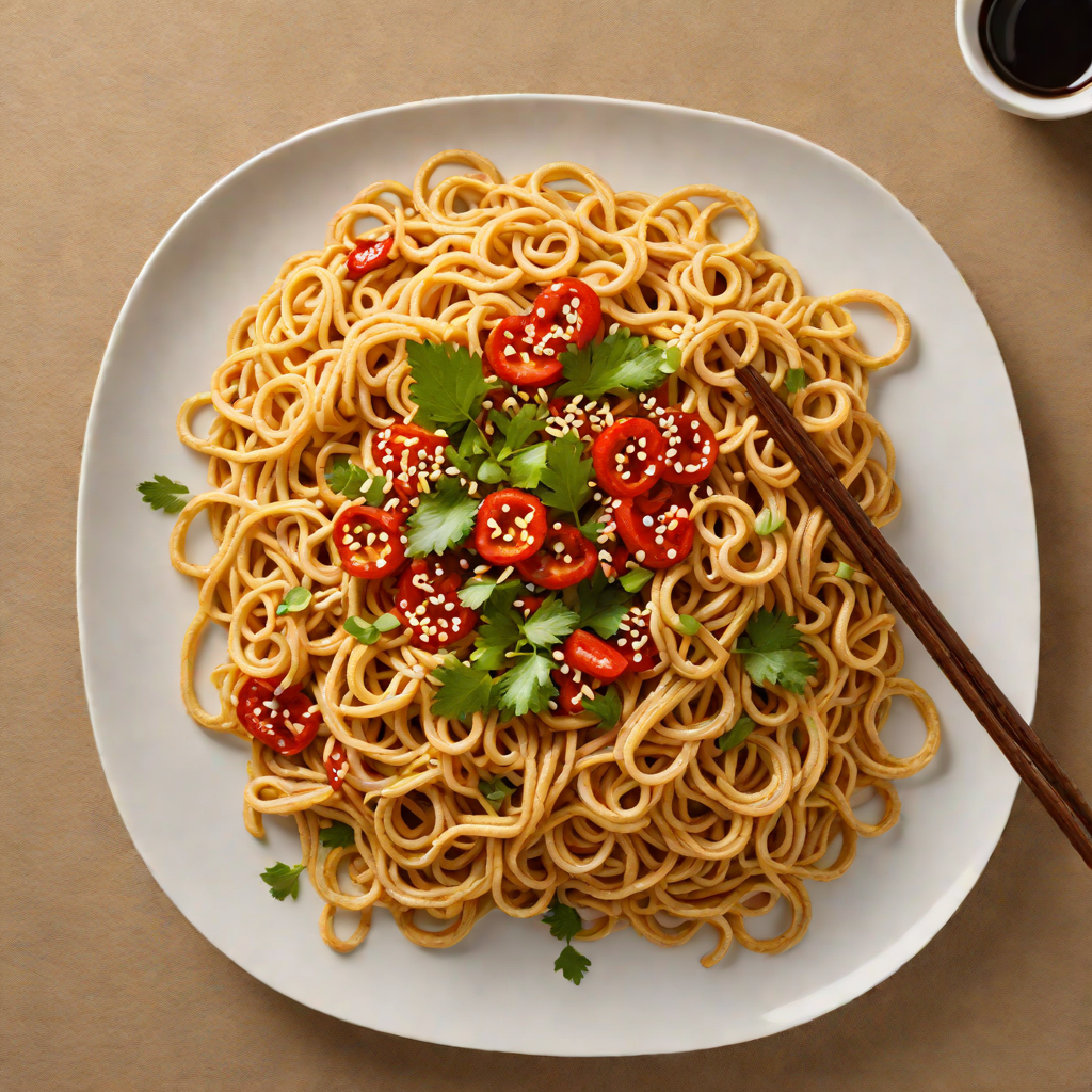 Stir-Fried Udon Noodles with Chili-Garlic Sauce