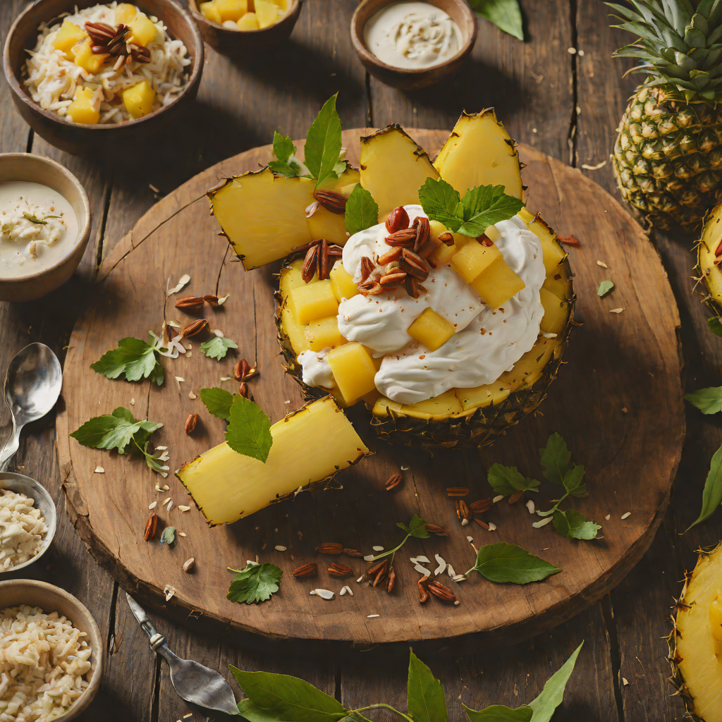 Caribbean Dark Rum-Poached Pineapple with Spiced Coconut Cream