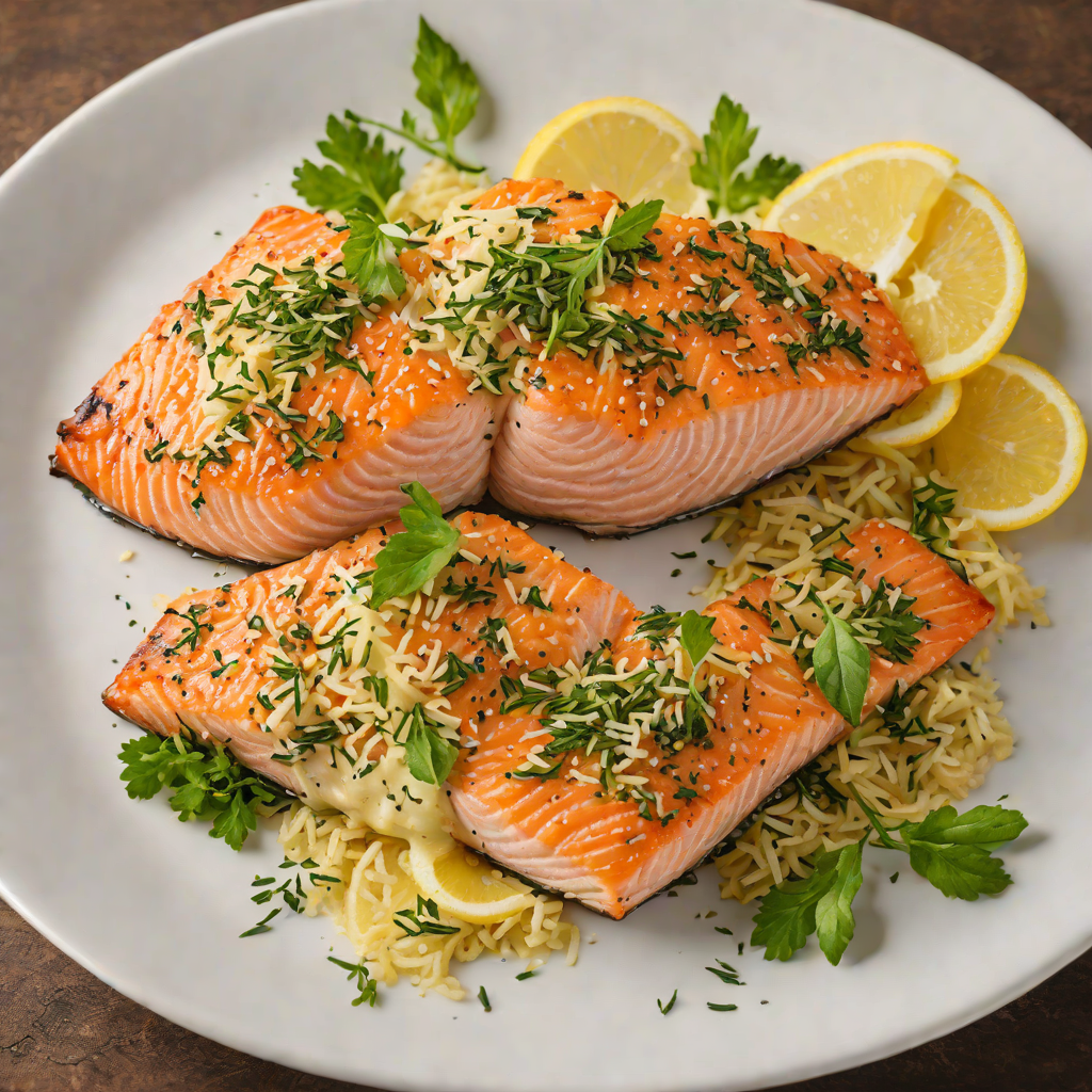 Baked Italian-Style Salmon with Herb-Crusted Parmesan Topping