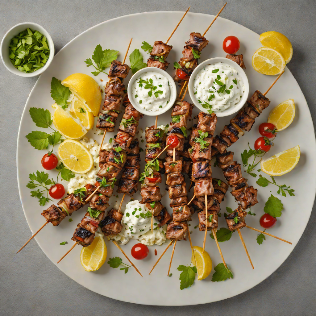 Lemon-Oregano Grilled Lamb Skewers with Tzatziki