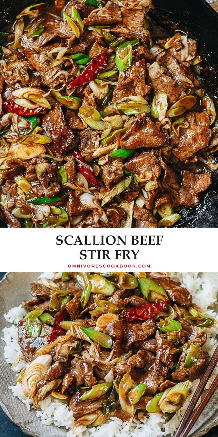 Sautéed Garlic Scallion Beef Stir-Fry with Chili and Sesame