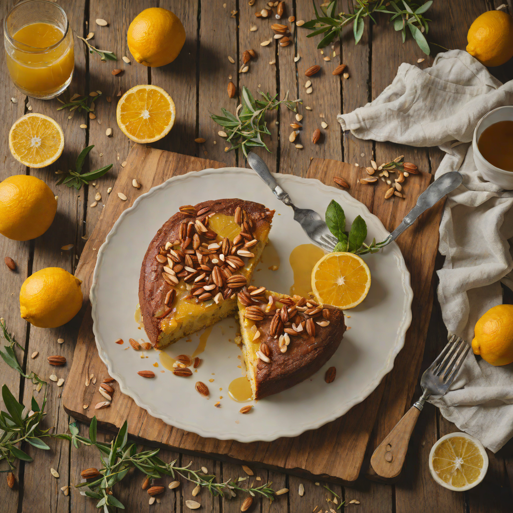 Carmelized Citrus Olive Oil Cake with Toasted Almonds