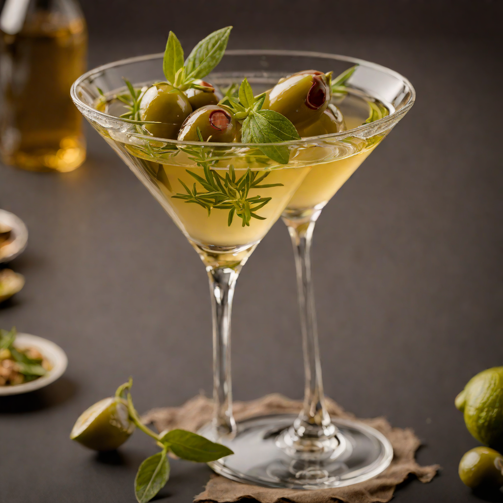 Mediterranean Herb-Infused Olive Oil Martini