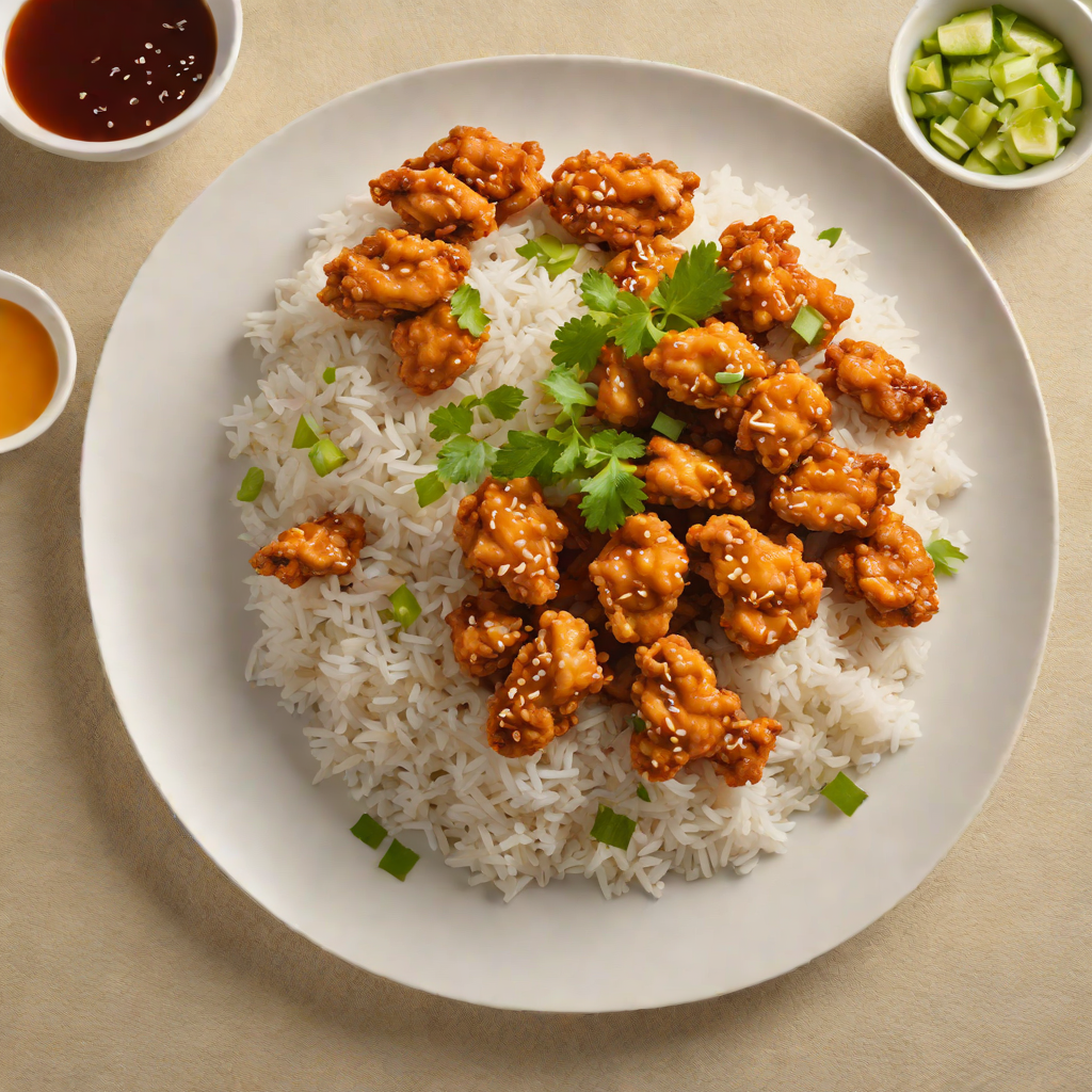 Self-Service Style Crispy Orange Chicken with Steamed Jasmine Rice