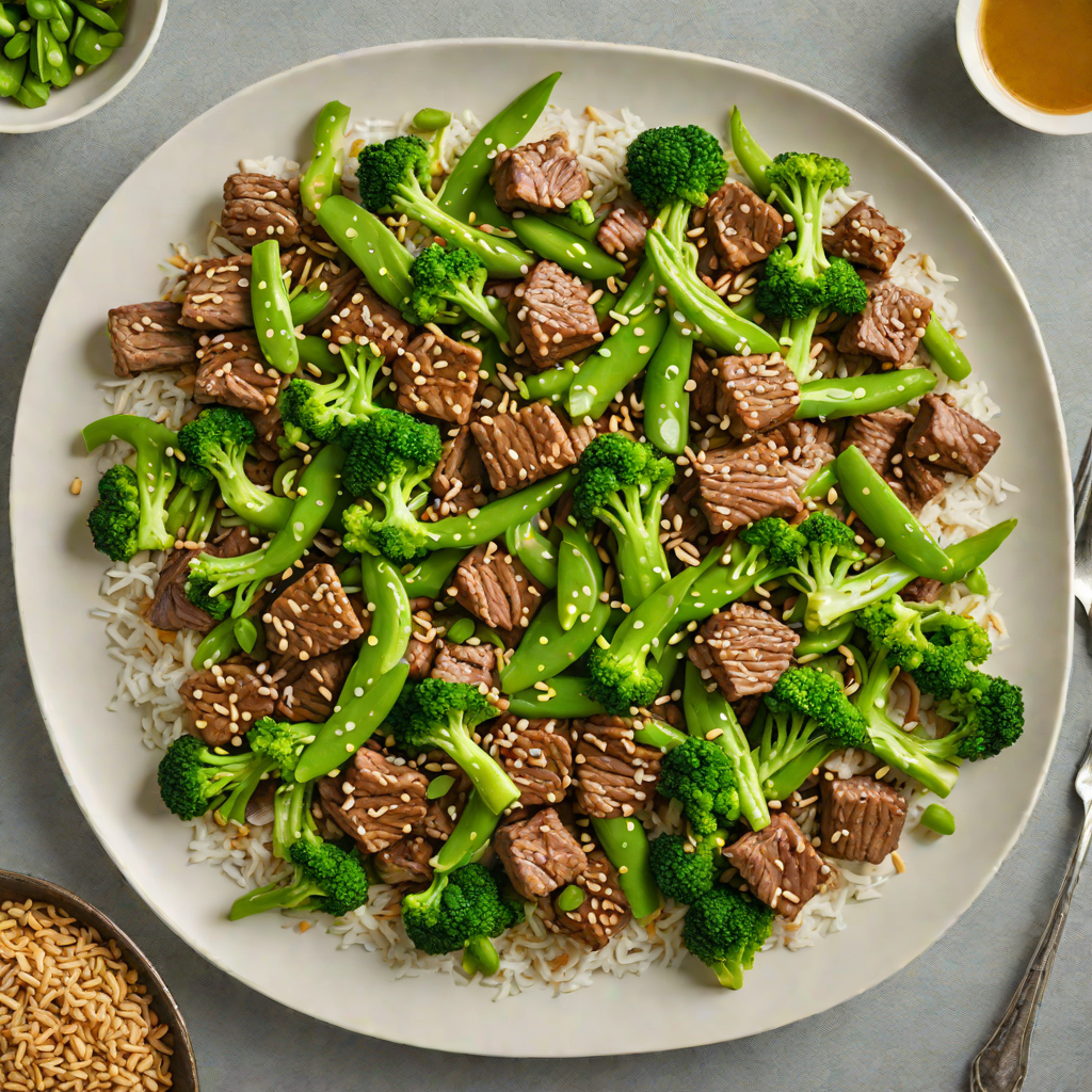 Quick Sesame-Ginger Beef Stir Fry with Broccoli and Snow Peas