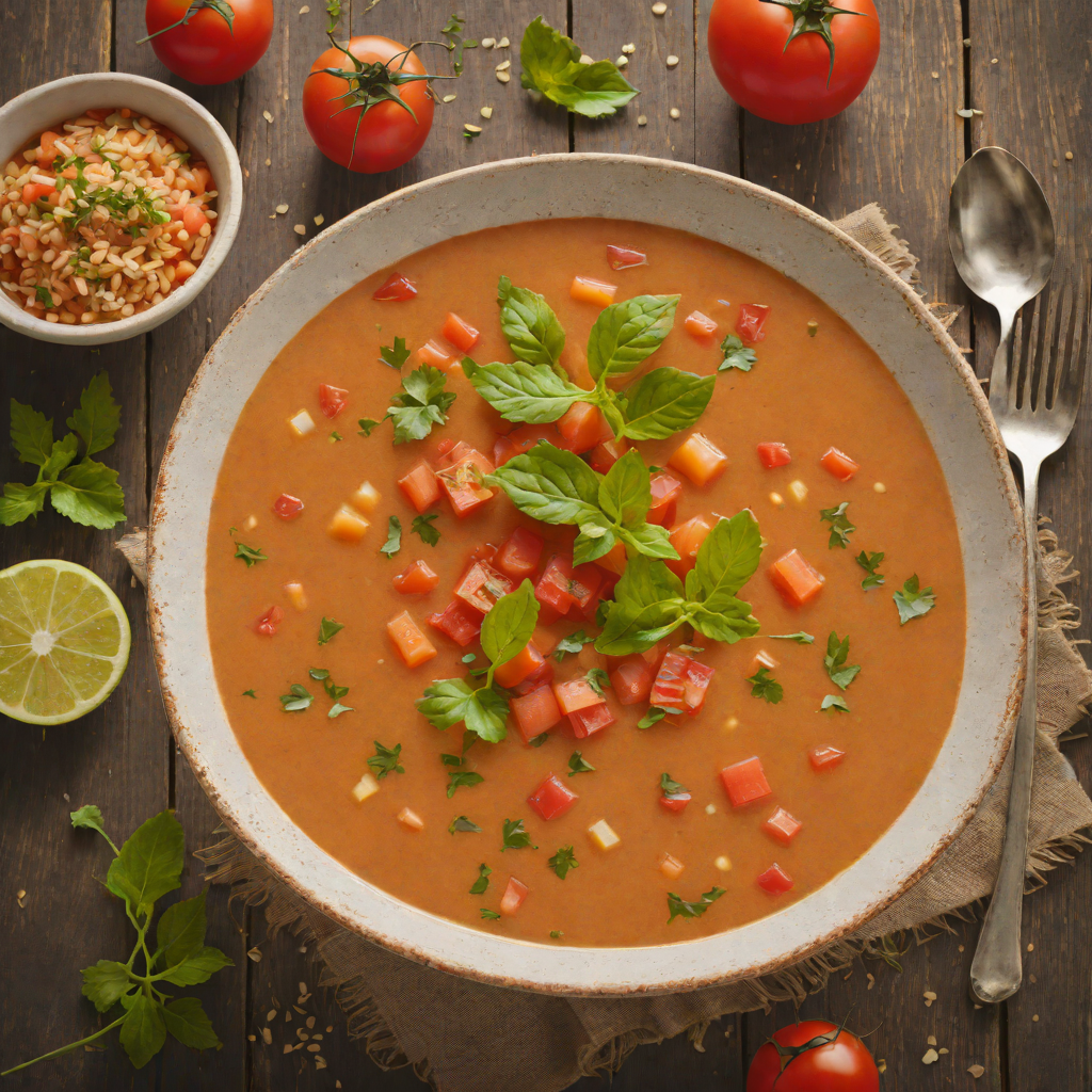 Rustic Spanish Gazpacho with Tomato Blend